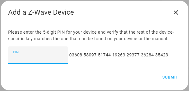 Add a Z-Wave Device Pin