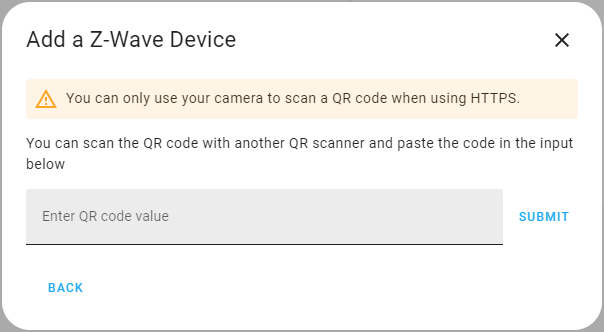 Add a Z-Wave Device QR Code Value