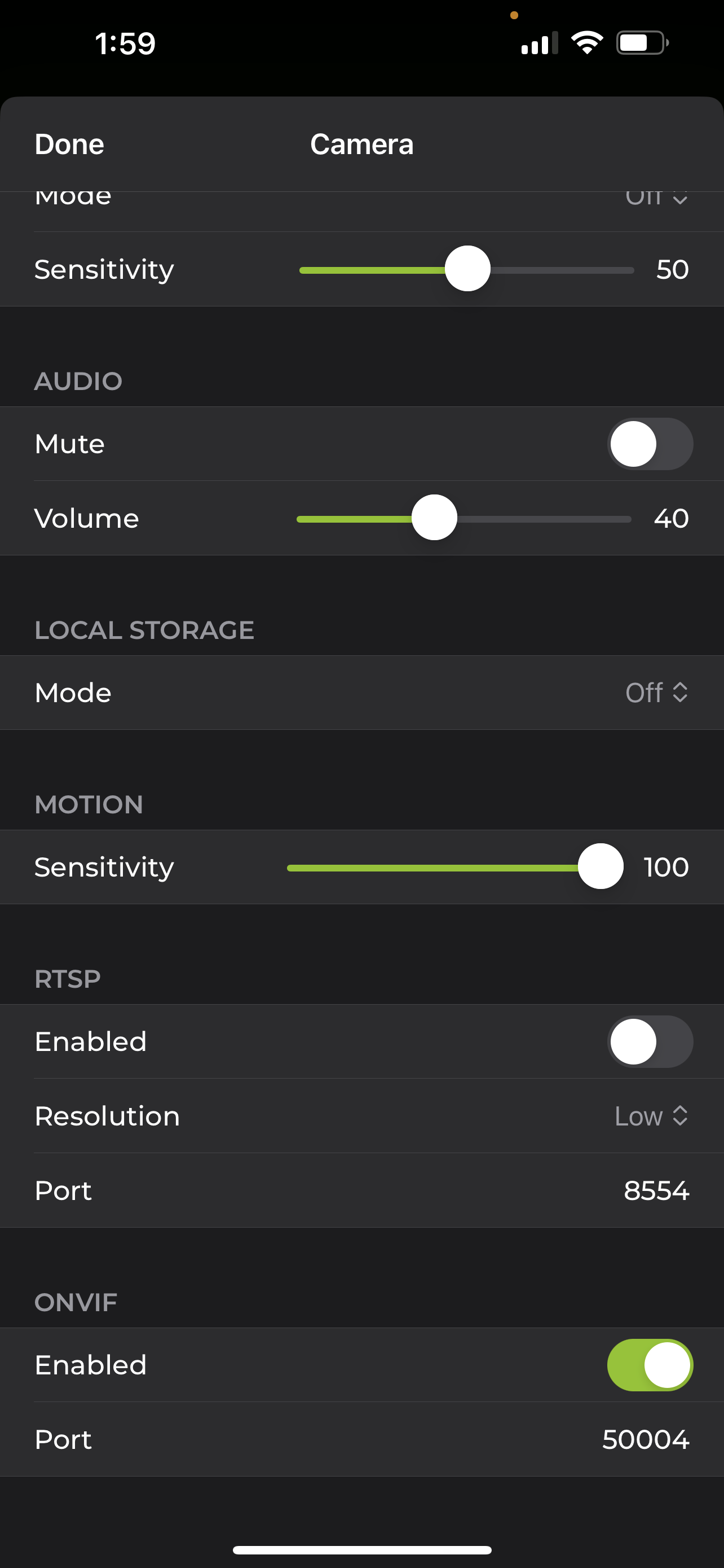 Enable RTSP Onvif