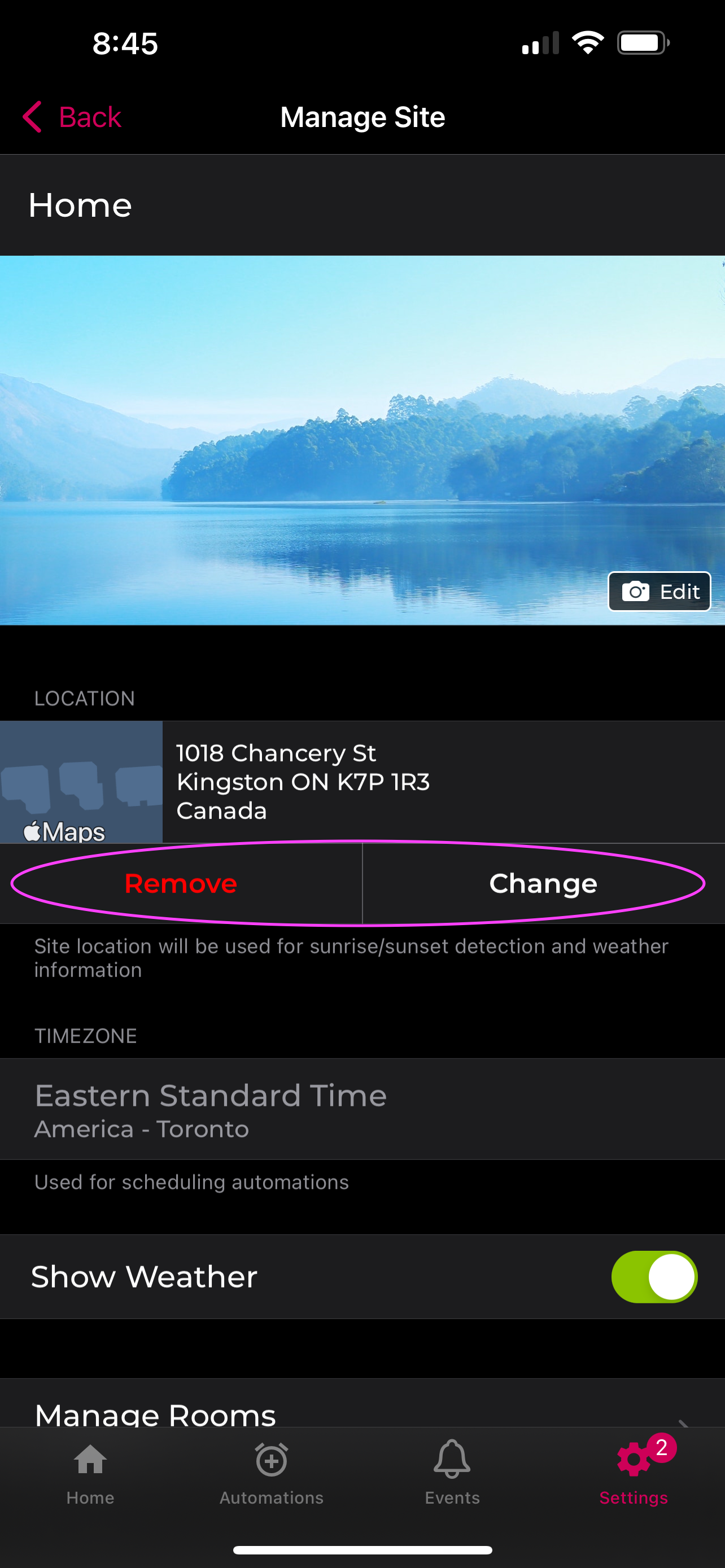 Add/remove location