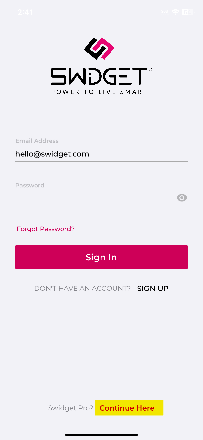 Login Screen