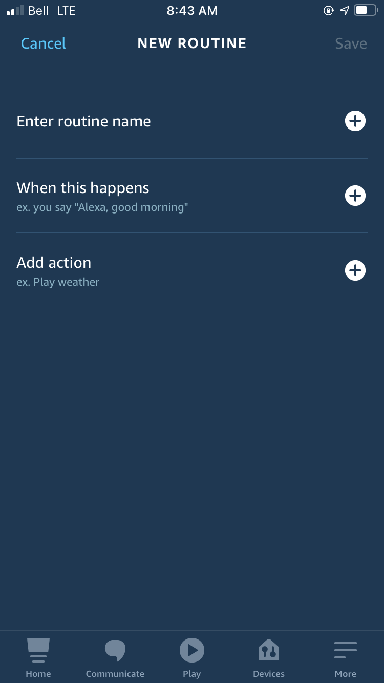 New routine screen - When this happens