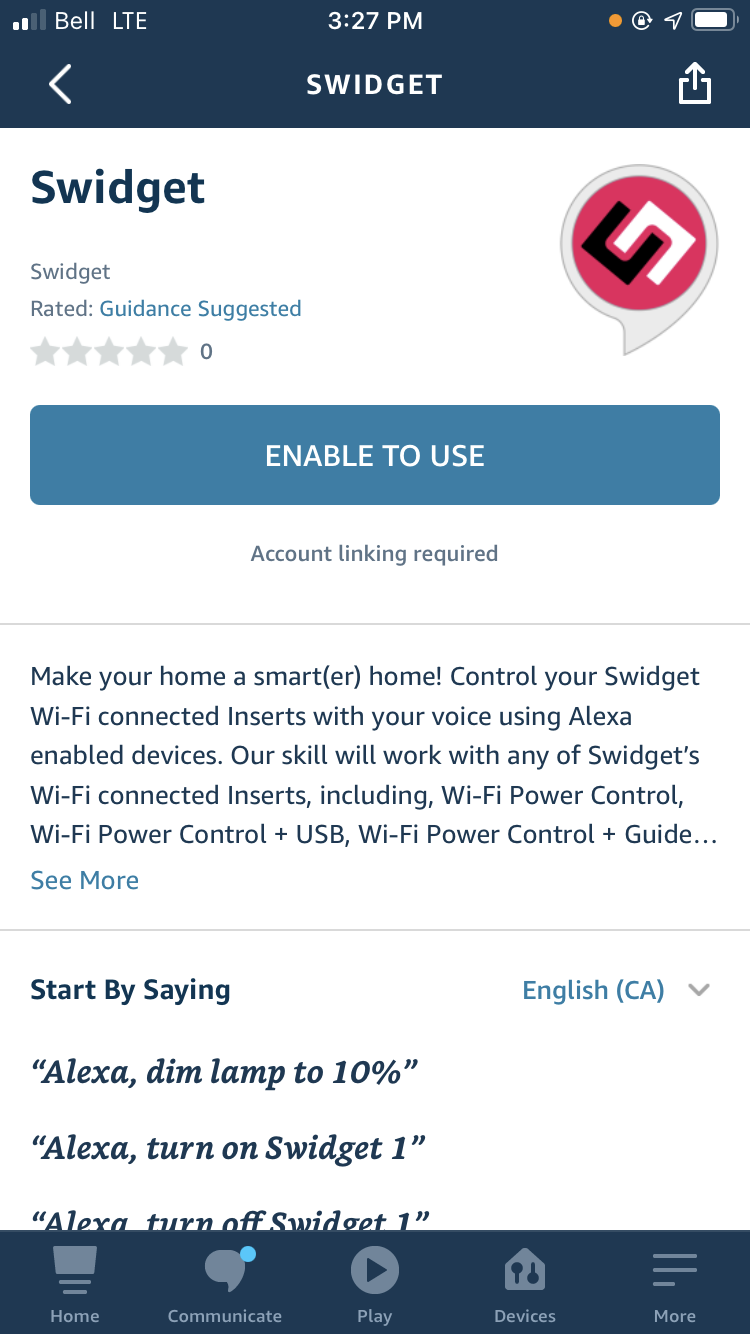 Enable to use Swidget with Alexa