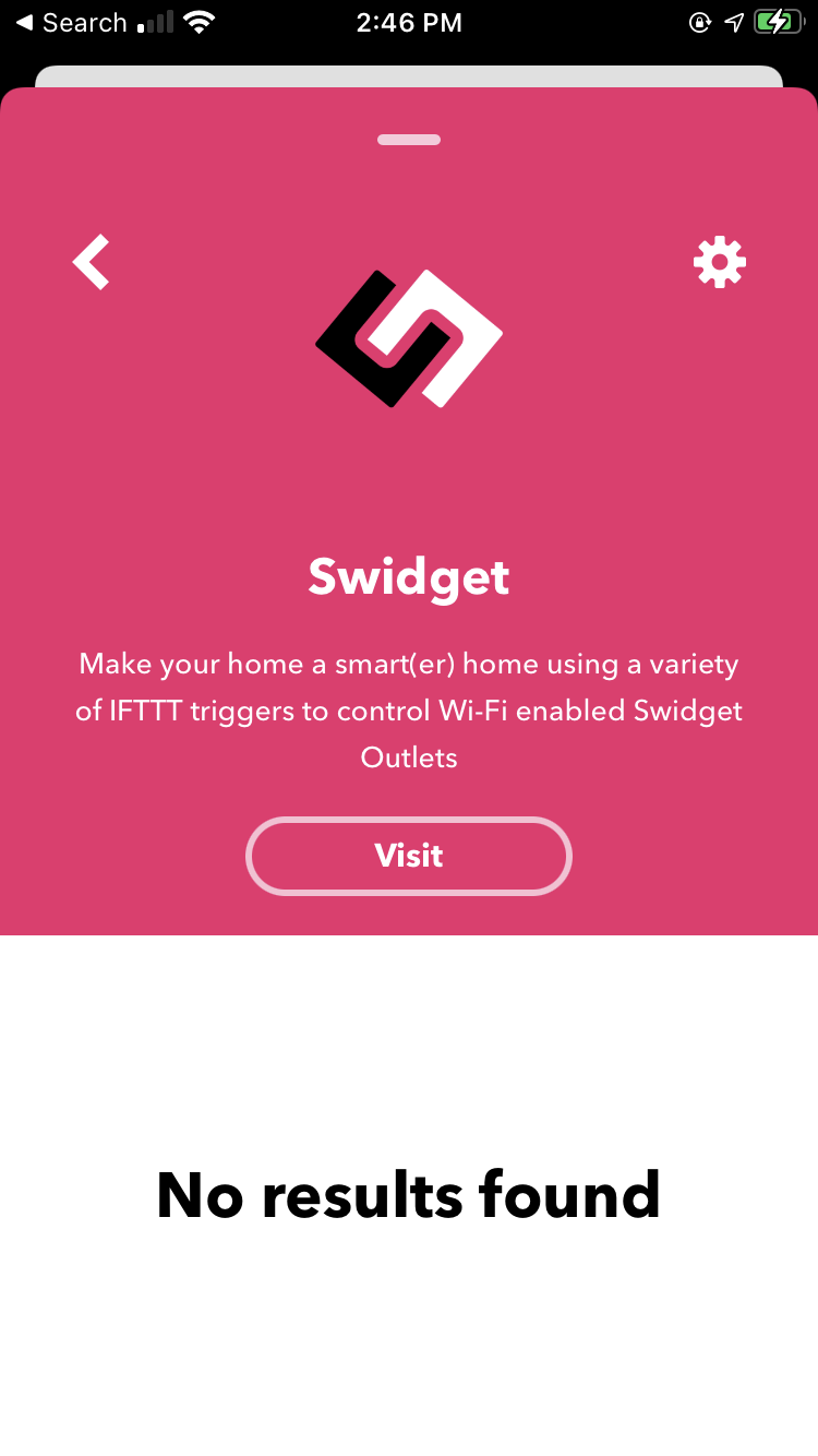Swidget linked to IFTTT