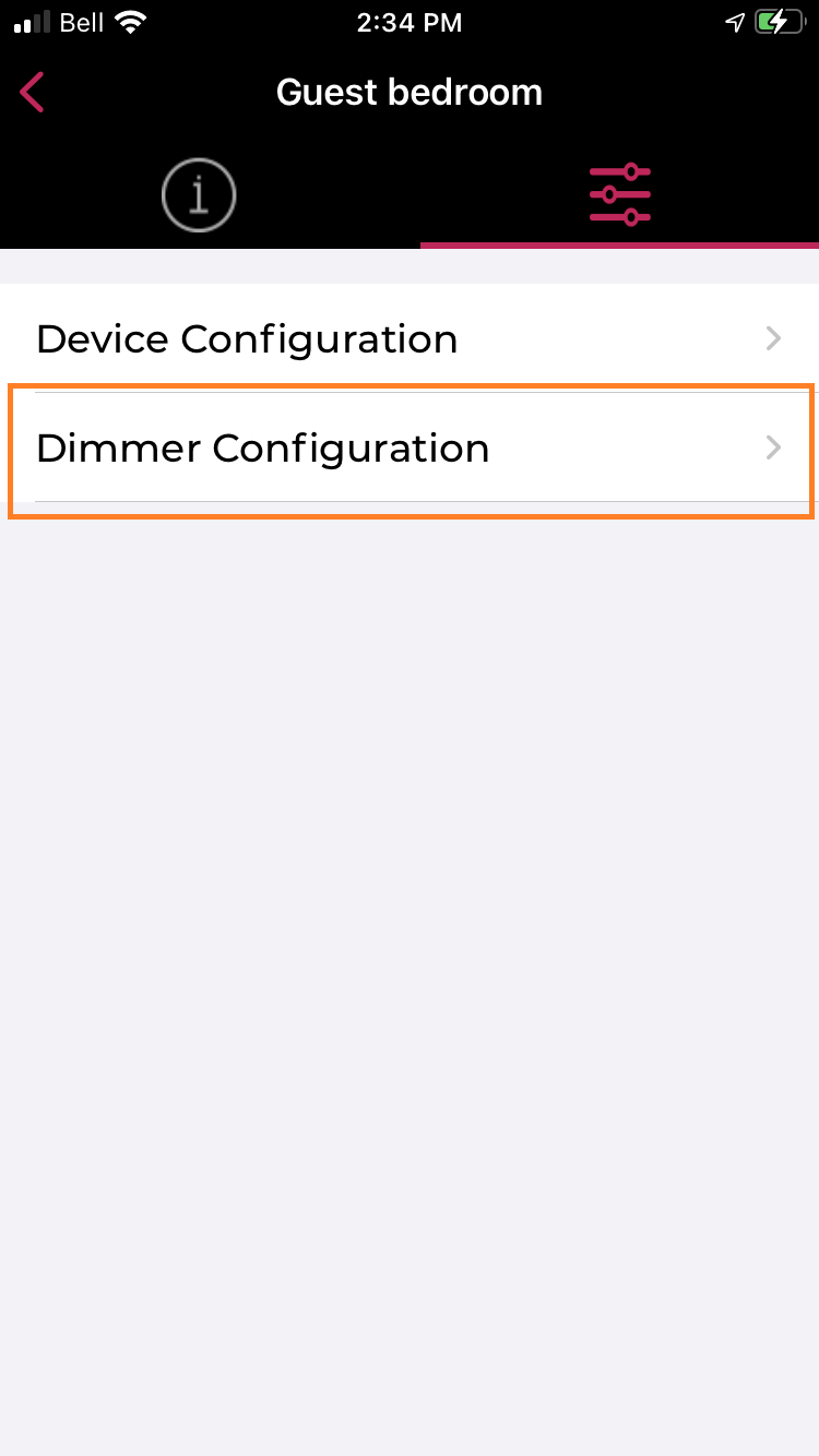 Dimmer configuration selection