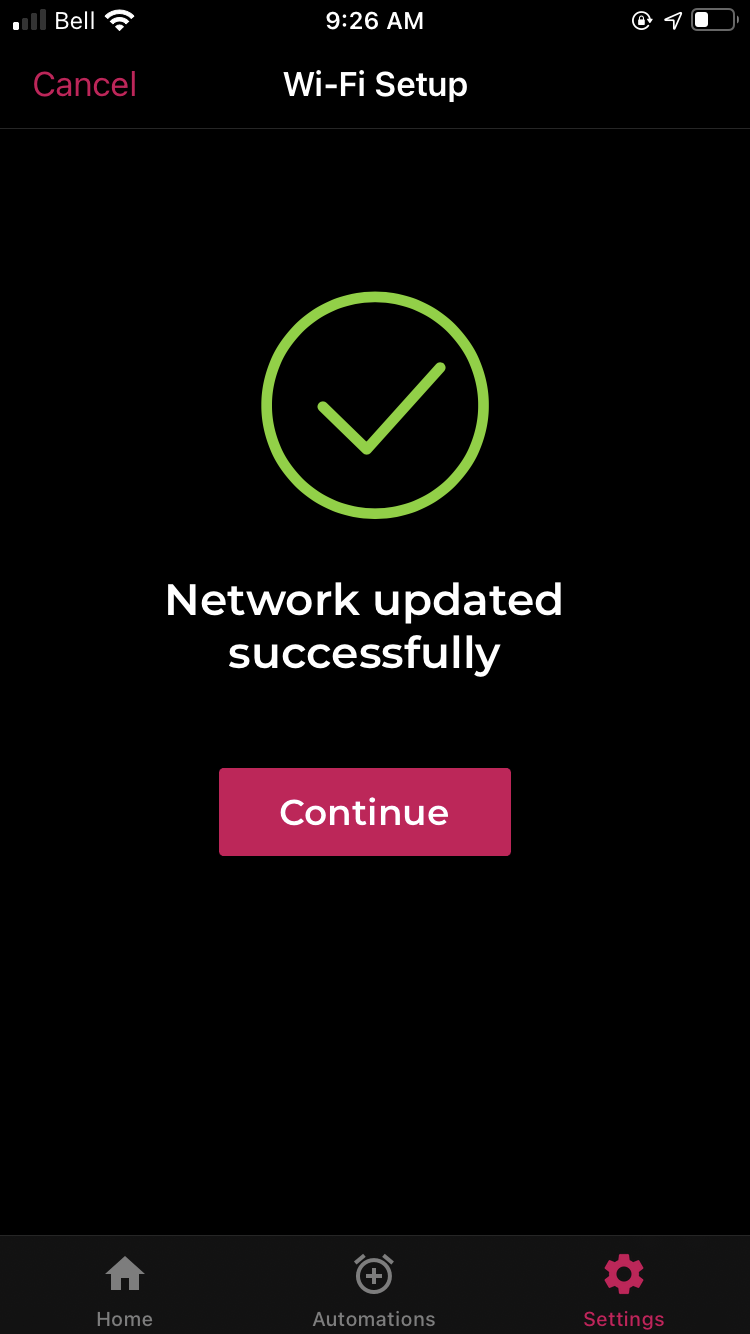 Network Updated Successfully
