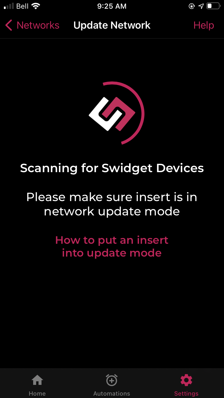 Scanning Network for Swidget Devices